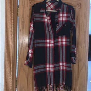 Zara button up plaid dress.